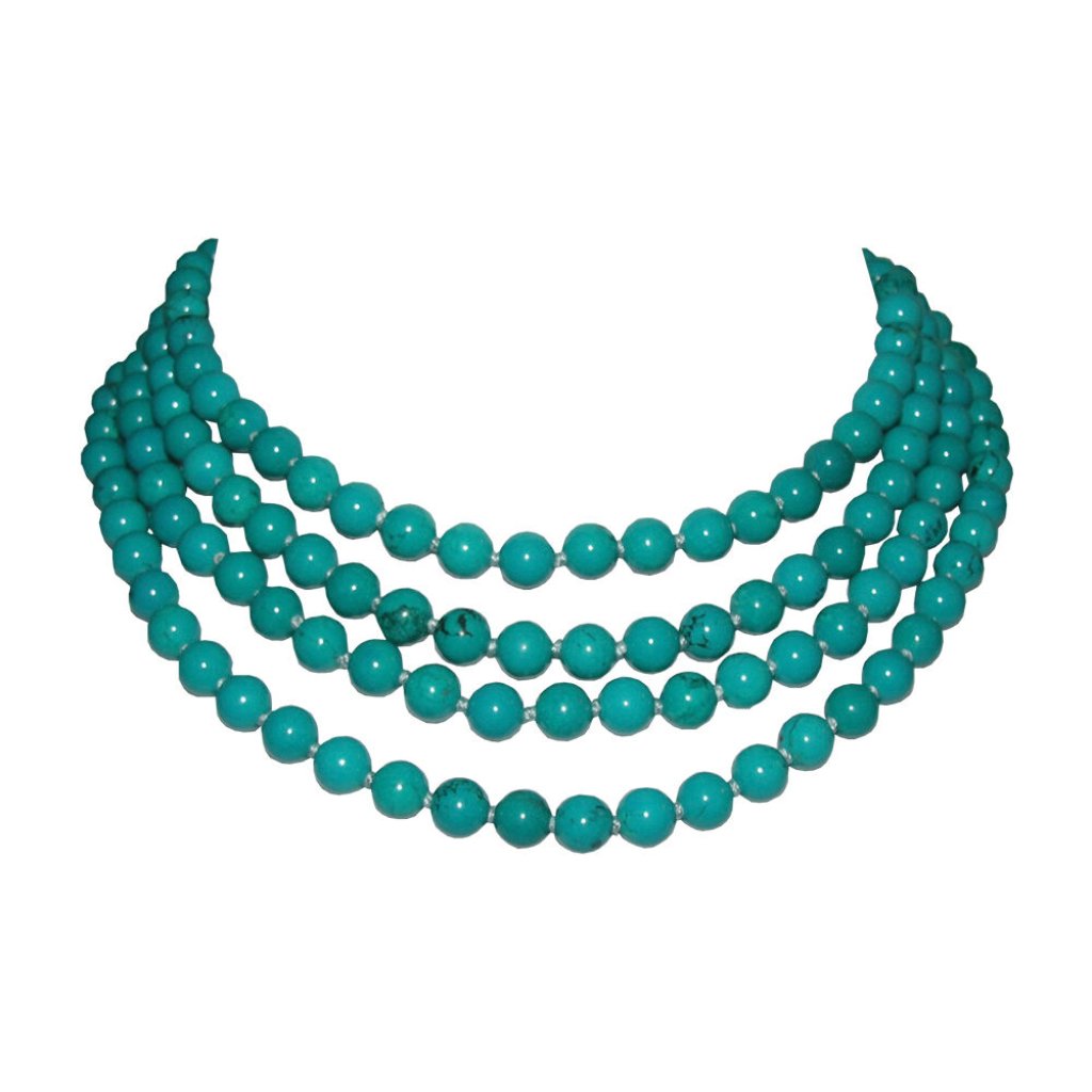Turquoise Beaded Flapper Rope Necklace Alberto Juan